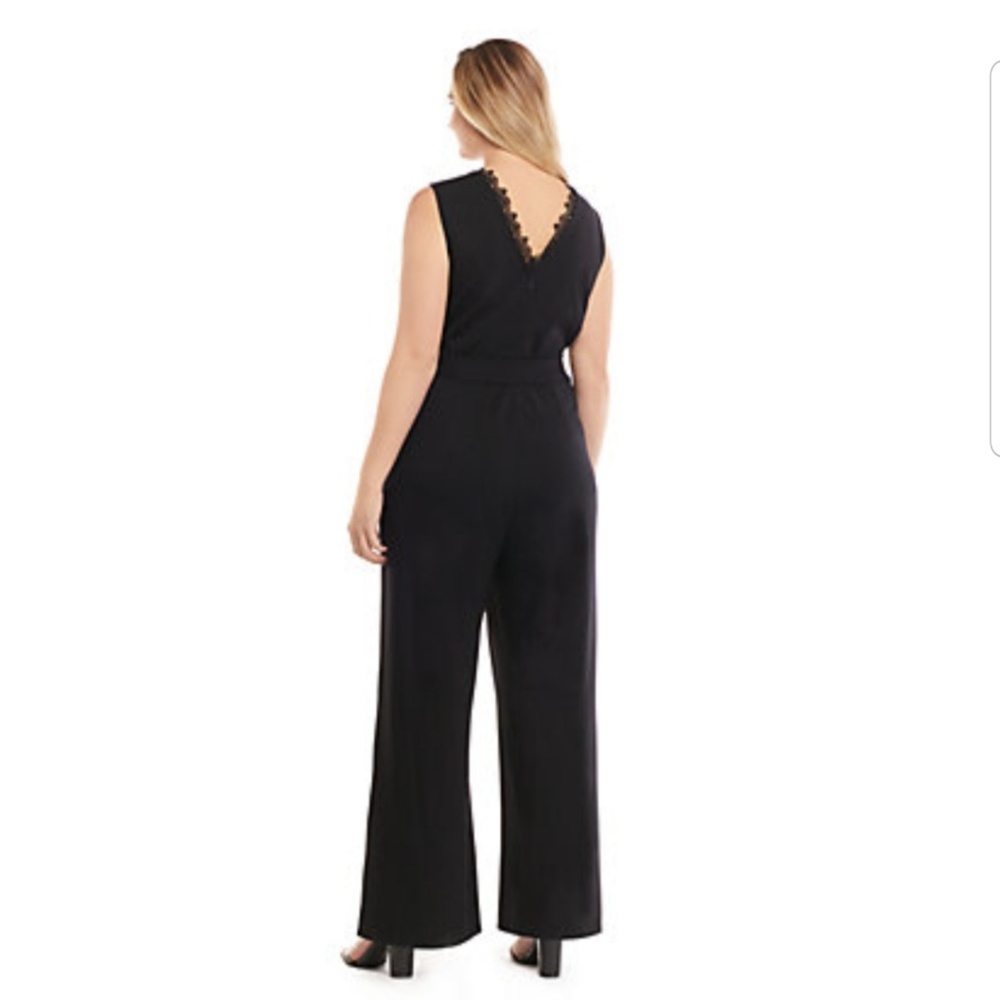 3X Plus size Lace Trim Jumpsuit - Picture 6 of 8